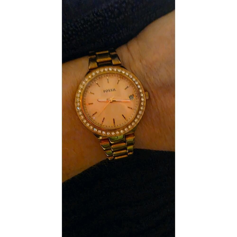 Fossil Blane Three-Hand Rose Gold-Tone Ladies Watch (Reference: ES4337SET).